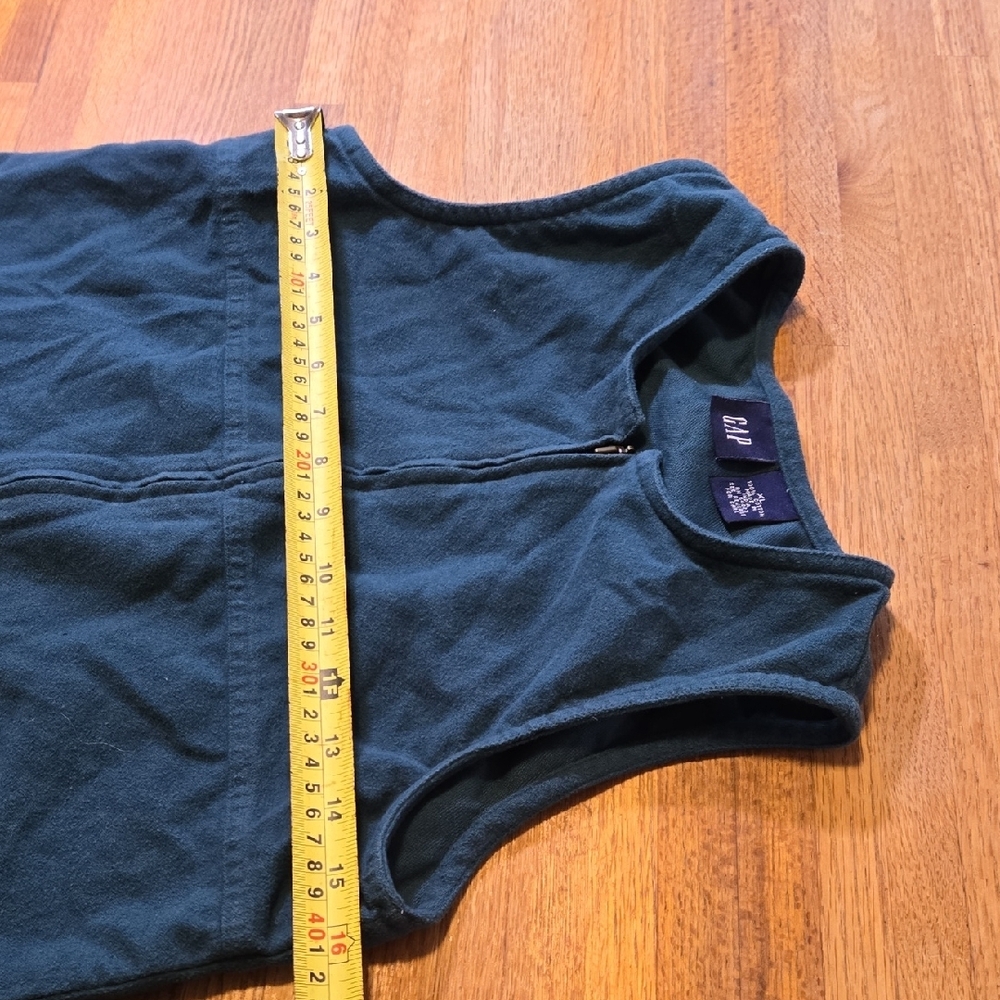 GAP Girls XL Dark Teal Cotton Front Full Zip Sleeveless Pocket Jumper Dress - Picture 6 of 7